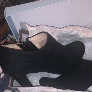 Black suede heels